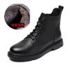 2025 autumn new short Martin boots women's V-mouth lace-up flat-bottomed short boots leather British single boots women's boots