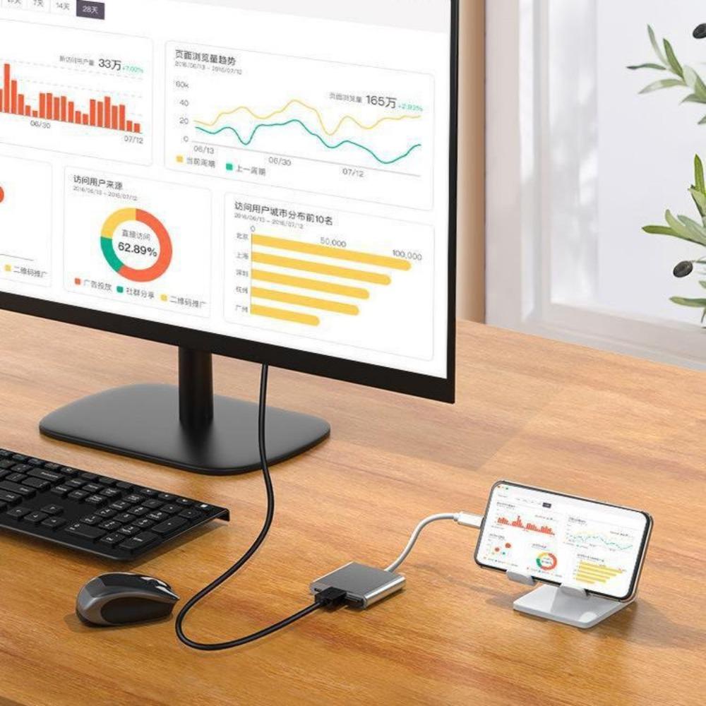 4K30 Type C to HDMI Dock USB C Hub 3 in 1 Adapter for Laptop with Multi Function