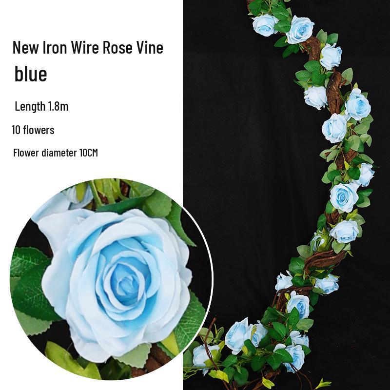 Rattan Plastic Rose Vine Artificial Flowers for Wedding Décor, Ceiling or Wall Hanging, and Air Conditioning Pipe Cover