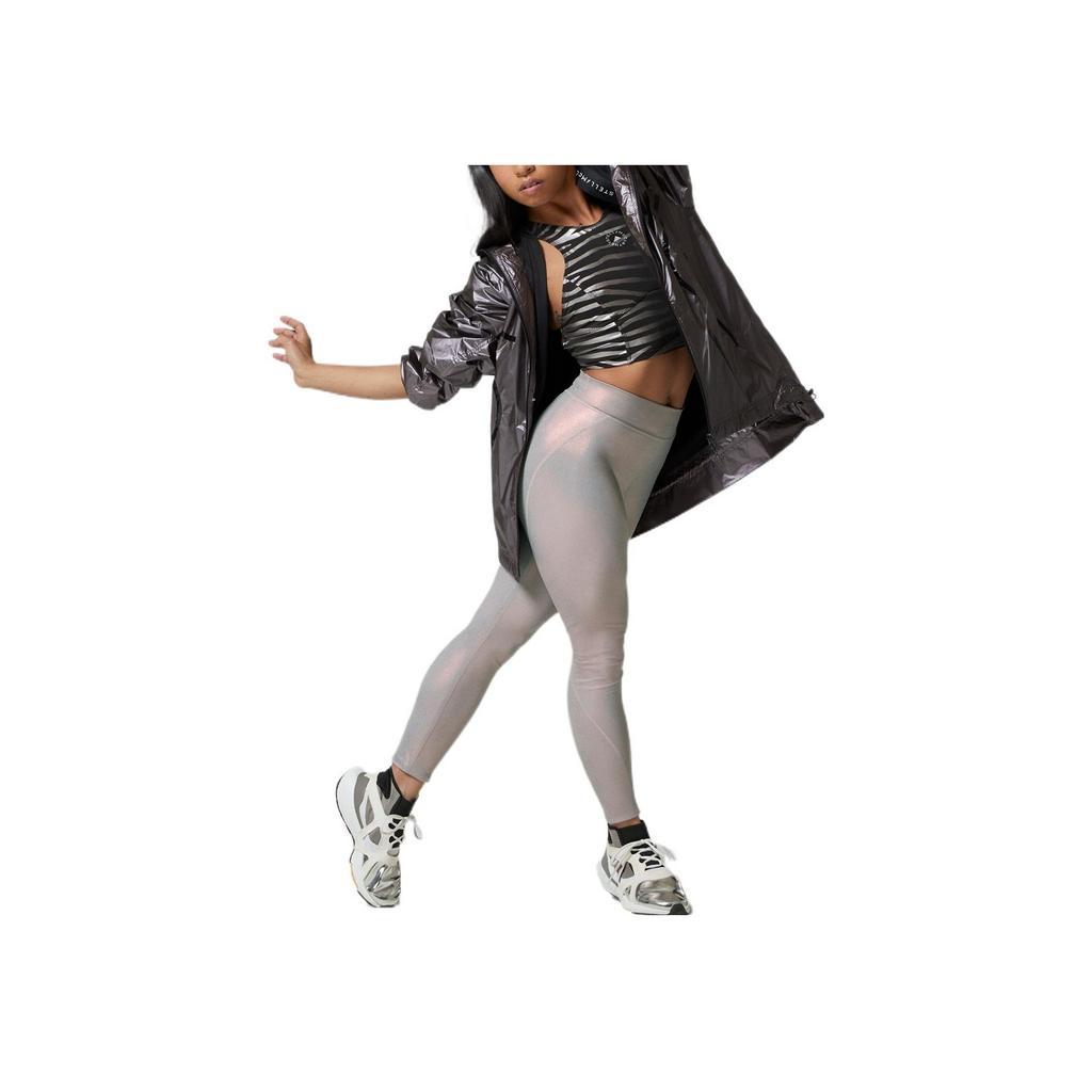 Adidas X Stella McCartney Collaboration Line Detail Printed Metallic Hooded Jacket Women Jacket Purple H09046