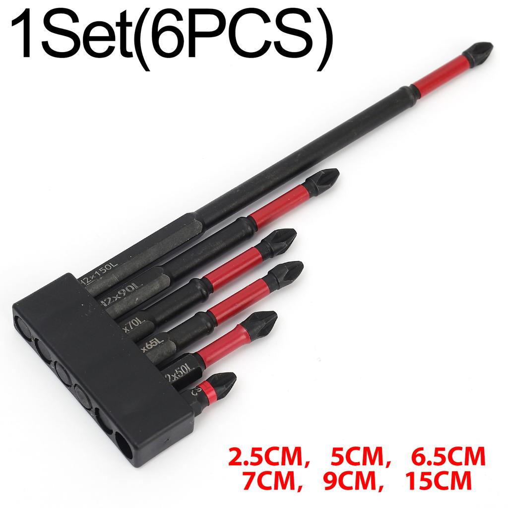 12/6PCS Magnetic Screwdriver Bits Non-slip Shockproof Phillips Impact Bits Hex Shank Alloy Steel Bits Suitable for Power Tools