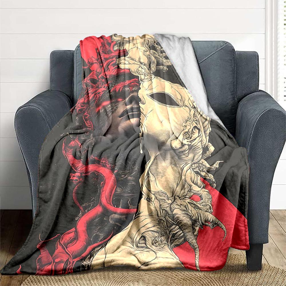 1pc Heart Mask Blanket, Lightweight Flannel Throw Blanket For Sofa, Bed, Travel, Camping, Living Room, Office247