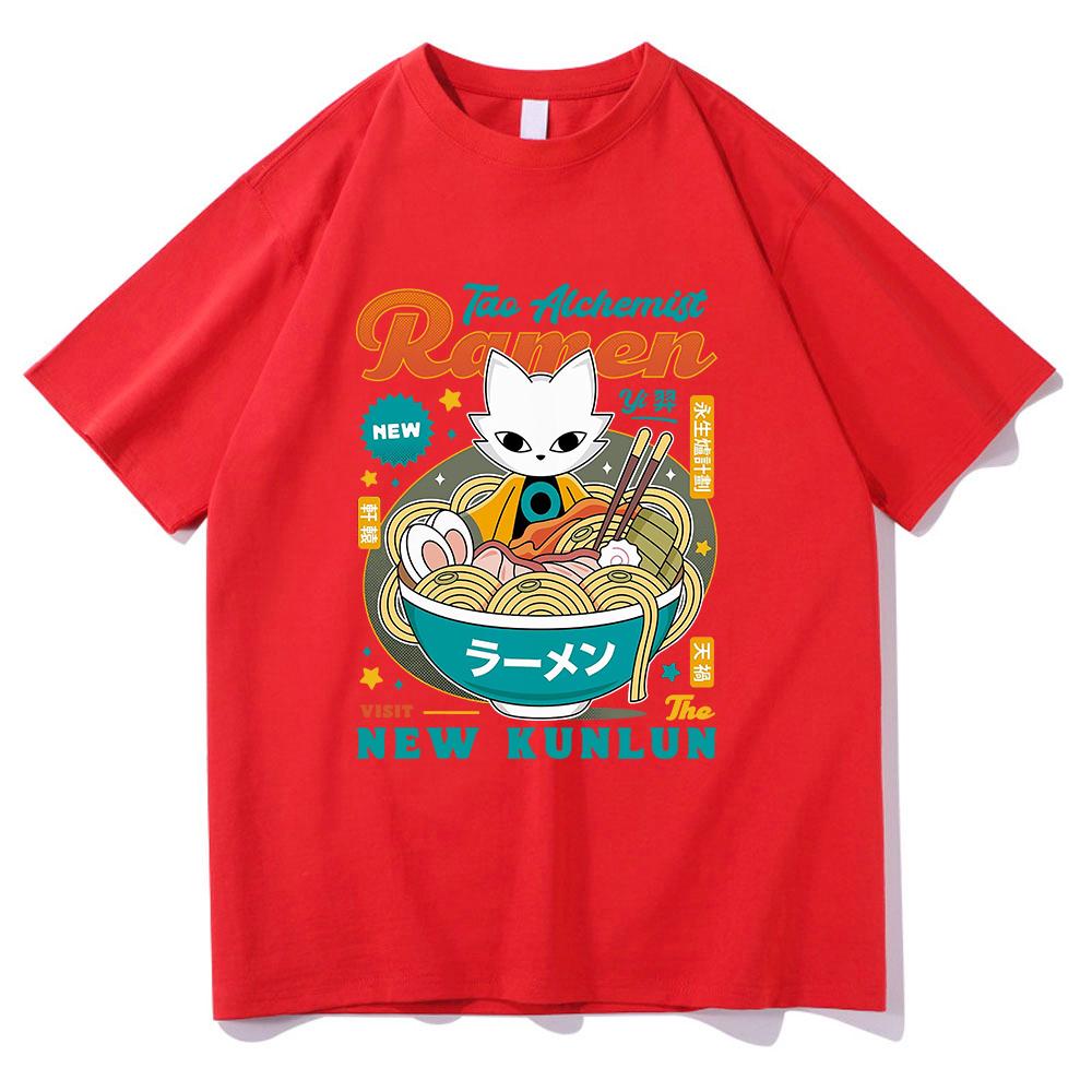 Nine Sols Yi Ramen T Shirt Fashion Men Aesthetic Funny Cute Cat Noodle T-Shirt Unisex High Quality Noodles Cotton Tees