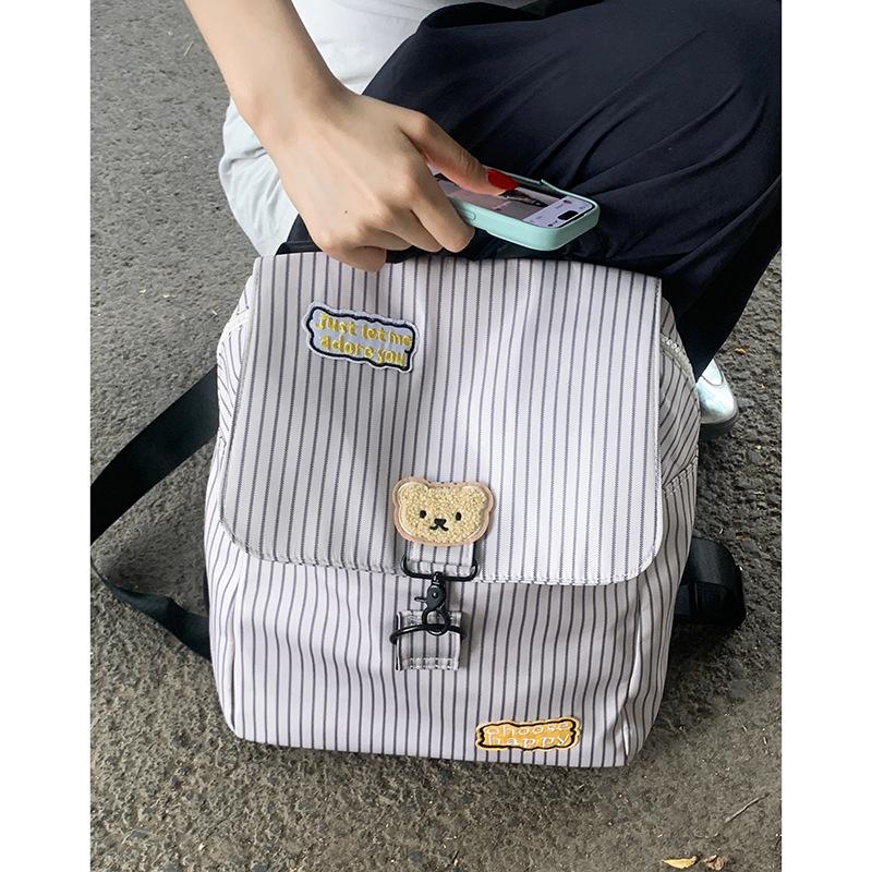 

Повседневный женский рюкзак в стиле Colppy 2025 новый полосатый холщовый рюкзак большой вместимости студенческий рюкзак дропшиппинг одна штука