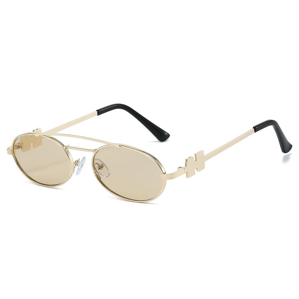 Retro Double Bridge Oval Women Sunglasses  Personalized Brand Frame Design Men Luxury Eyewear Uv400