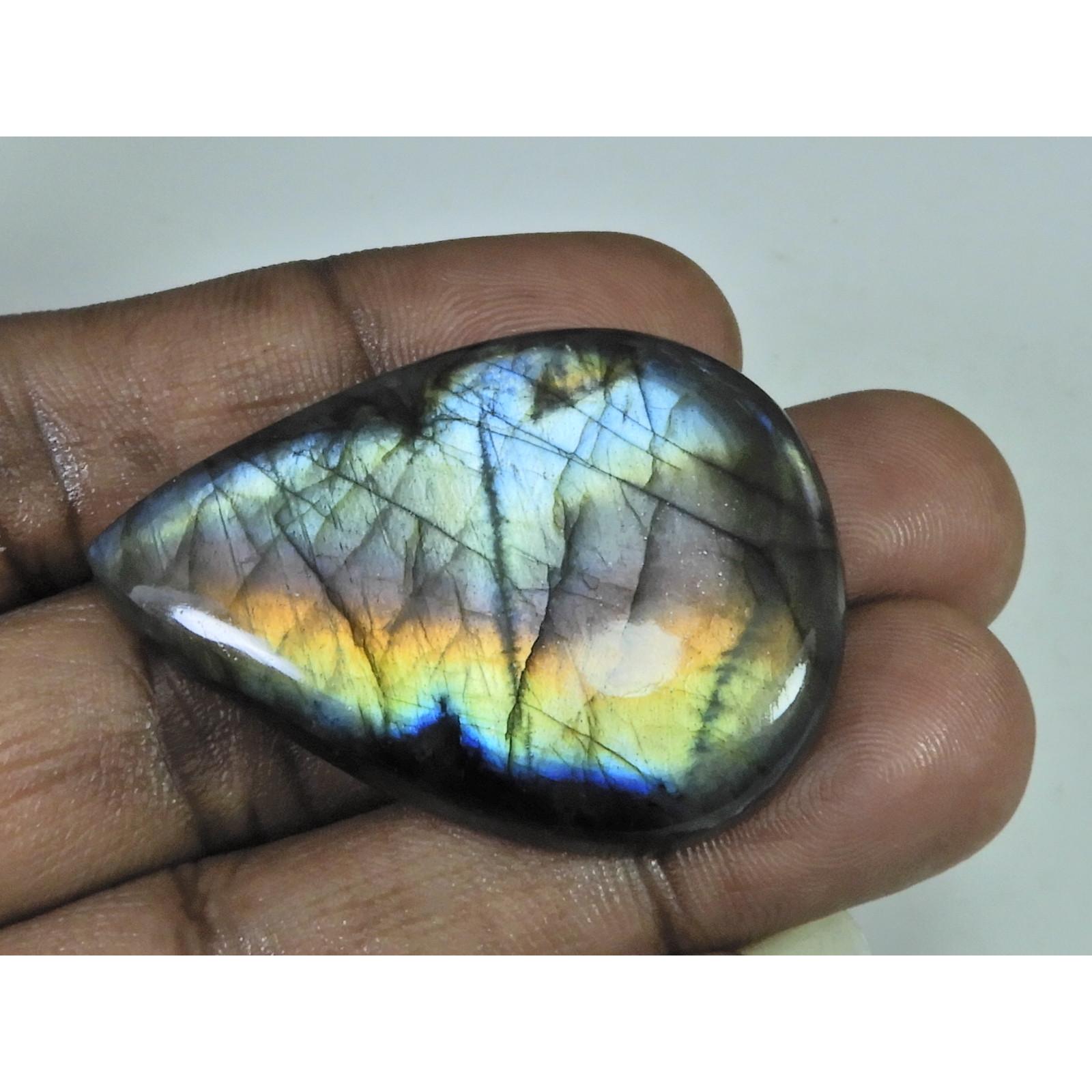 105Cts. Natural Purple Flash Labradorite Pear Cabochon Gemstone 32X46X08 MM B-314