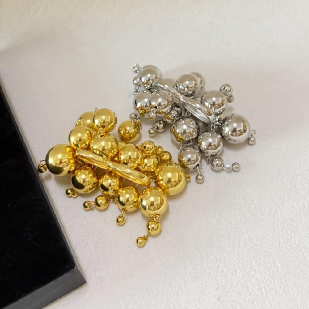 Round Ball Metal Balls Ring Vintage Punk Tassel Ring Fashionable Double Band Ring  for Women
