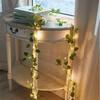 2–10 m künstliche grüne Efeublätter mit LED-Lichterkette für Zuhause, Schlafzimmer, Dekoration, Hochzeit, leuchtende künstliche Pflanzengirlande, Heimdekoration