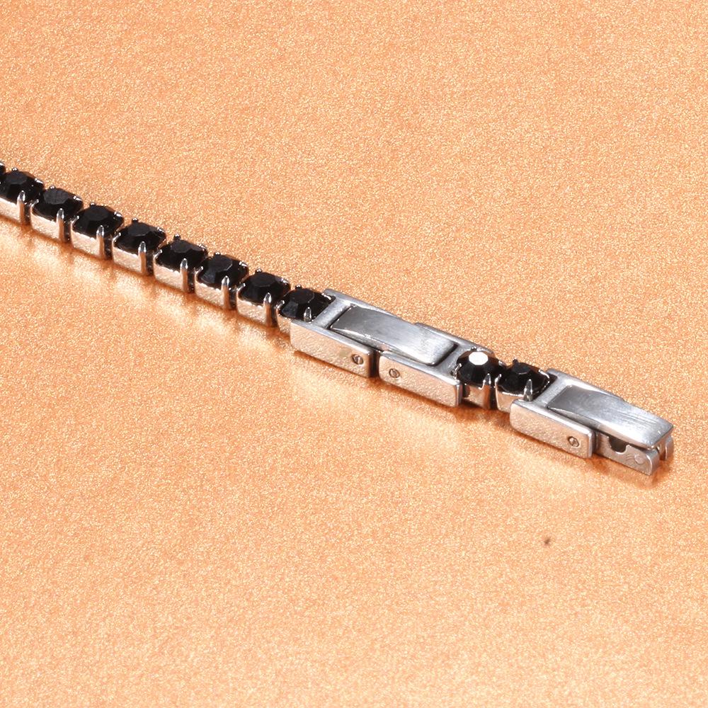 Adjustable Titanium Double Buckle Zircon Bracelet – Stainless Steel Simple Tennis Chain Fashion Accessory