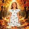 Kids Casual Halloween Printed Sleeve Dress for Party and Holiday