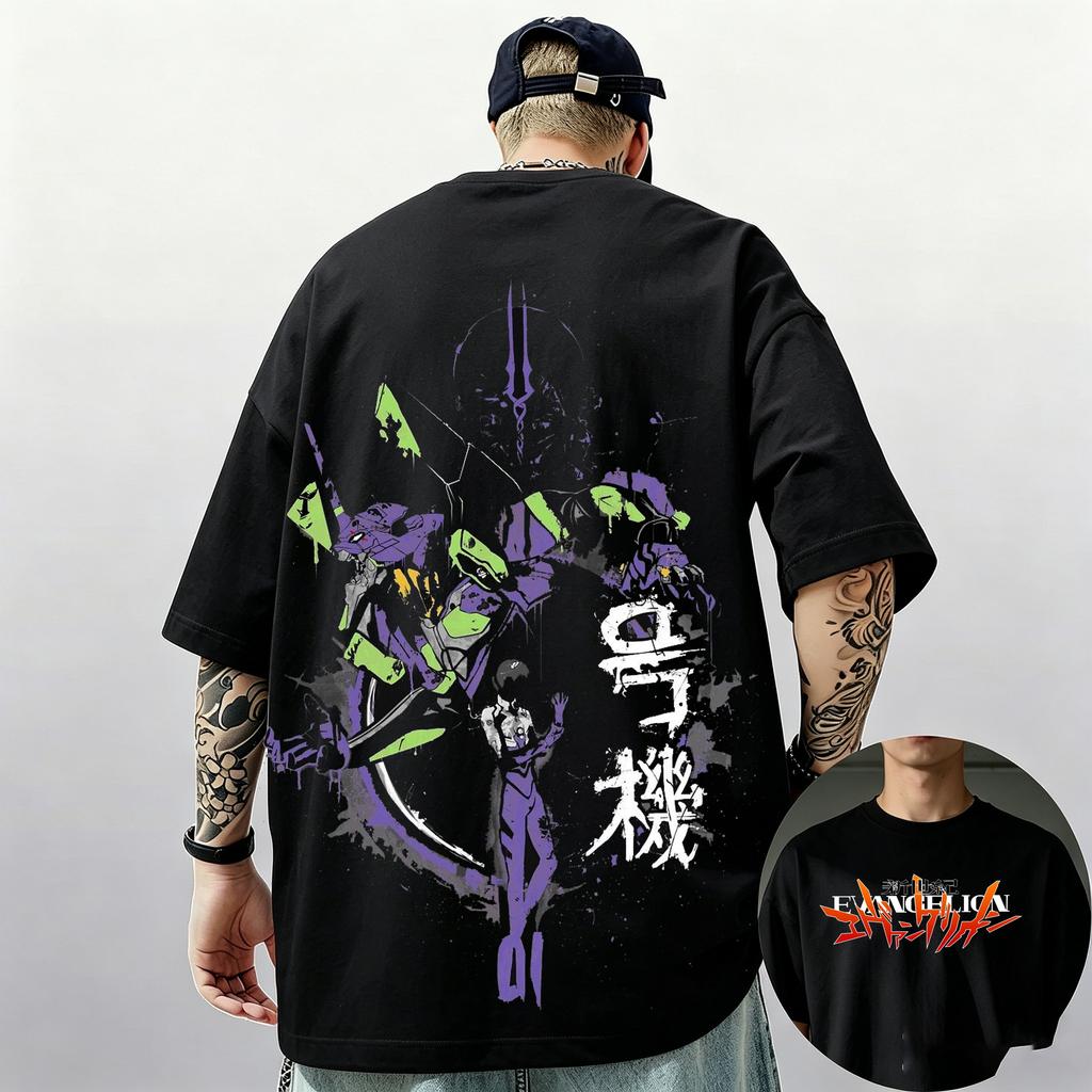 2026 Summer New Arrival Evangelion Pattern Street Style Print ShortSleeve TShirt Y2K Style Suitable for Both Unisex and Unisex