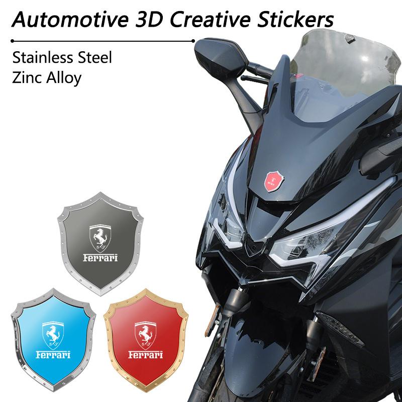 3D shield truck stickers Metal stainless steel truck car accessories for Ferrari F430 Stradale Roma 488 Spider SF90 Portofino F8
