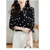 2026 Nuovo Top alla Moda ed Elegante per la Primavera, Camicia Versatile in Chiffon a Maniche Lunghe con Pois Neri