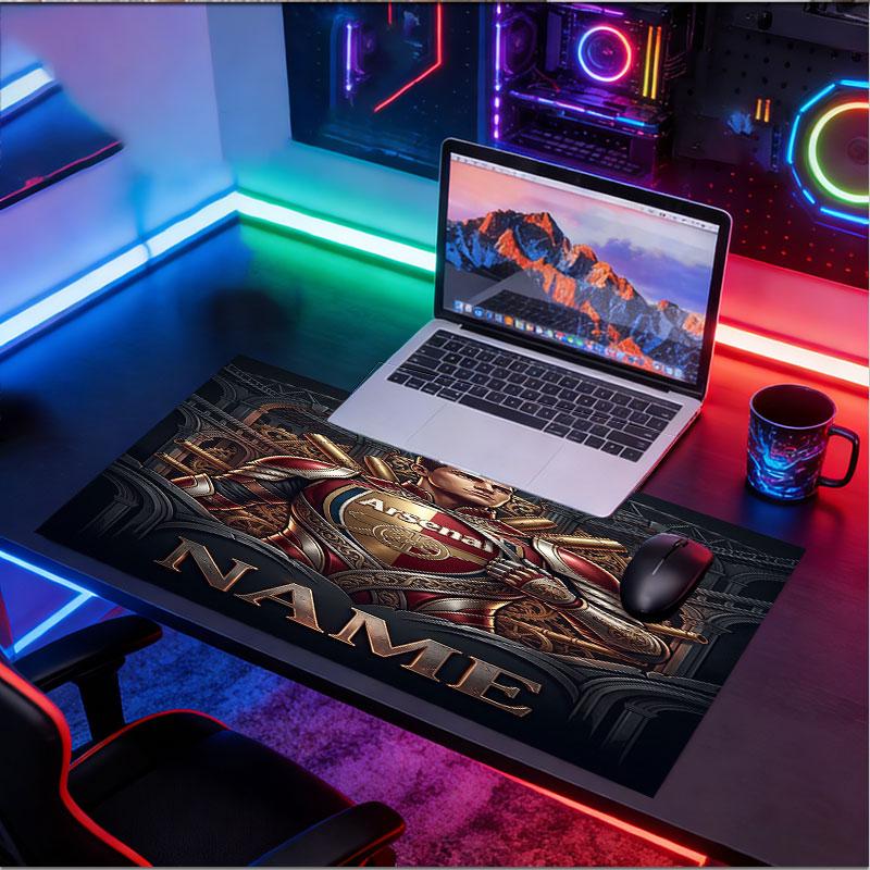 Custom Name Personalized Arsenal F.C Pattern Mousepad, Laptop PC Desk Mat, Decorative Desk Mat for Home Keyboard Pad Gift