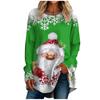 Women's Casual  Plus SizeLong Sleeved Round Neck Christmas Printing T-shirt Top Pullover