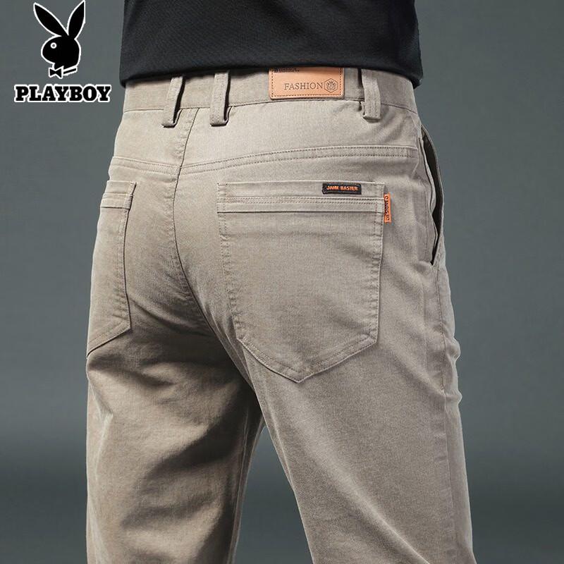 PLAYBOY Men s Slim-Fit Straight Casual Trousers 33