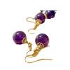 Orecchini in Ametista Naturale Retro 12 mm Orecchini in Agata di Lusso Leggero di Fascia Alta Orecchini in Stile Nazionale Nicchia da Donna