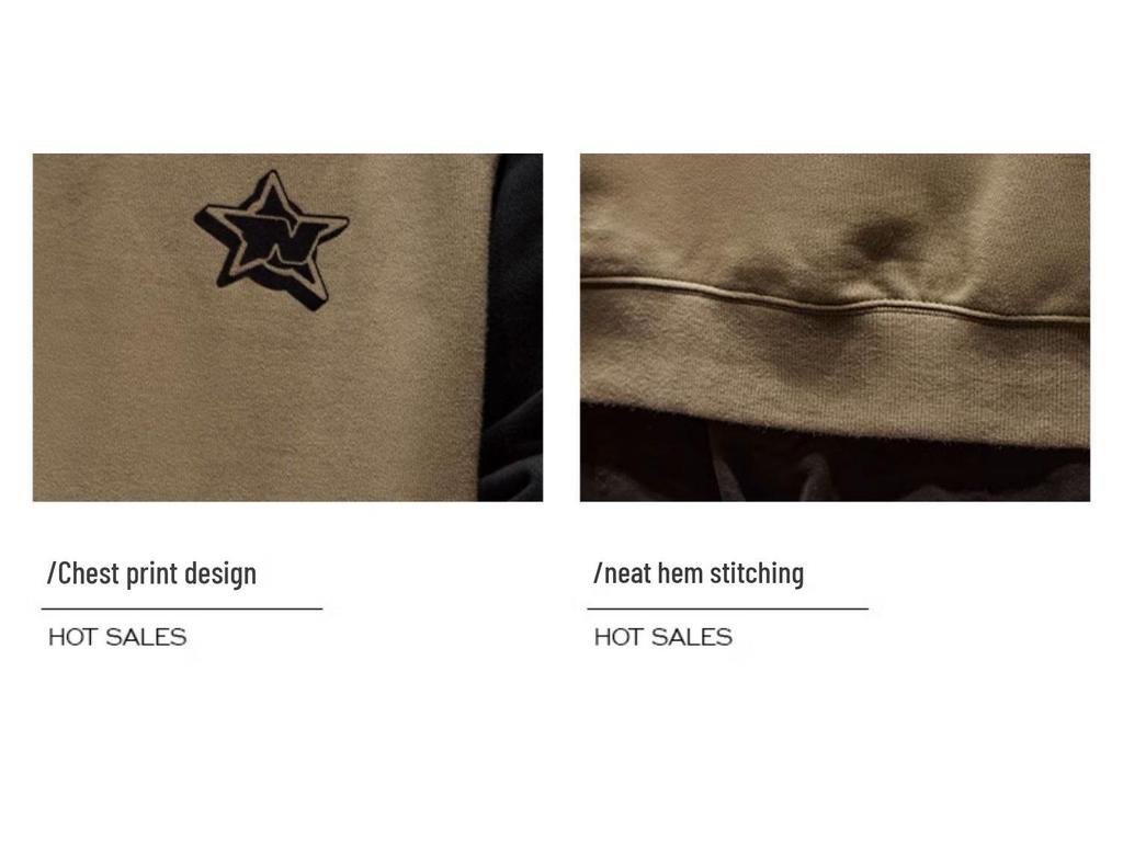 Men's 330g Heavyweight Color Block Sweatshirt Jacket, Plus Size Casual Autumn/Winter Style