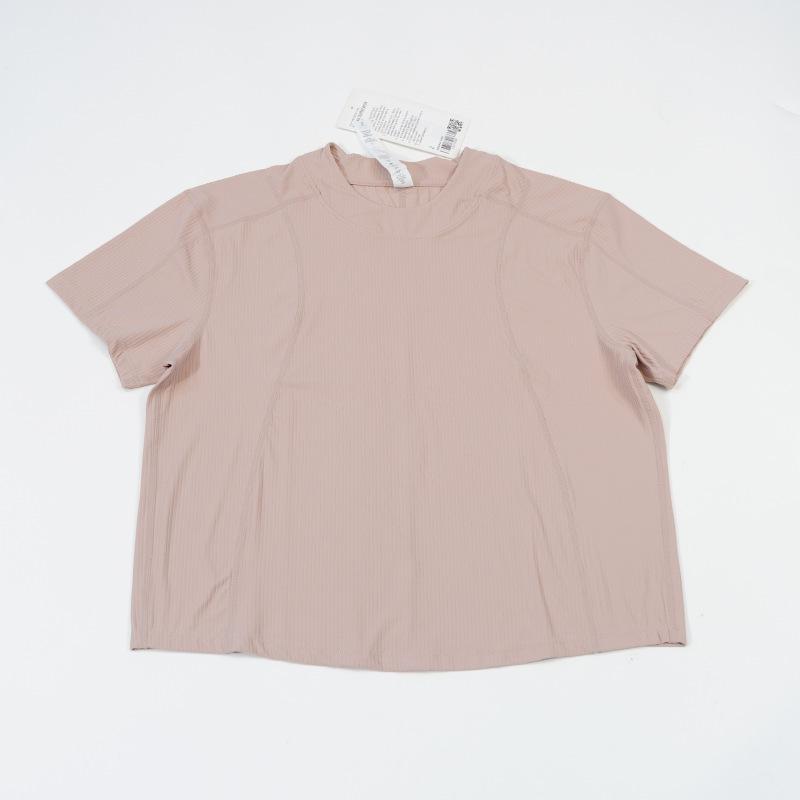 Women's Ribbed Nylon Yoga T-Shirt - Loose, Comfortable, and Casual for Fitness and Outdoor Activities