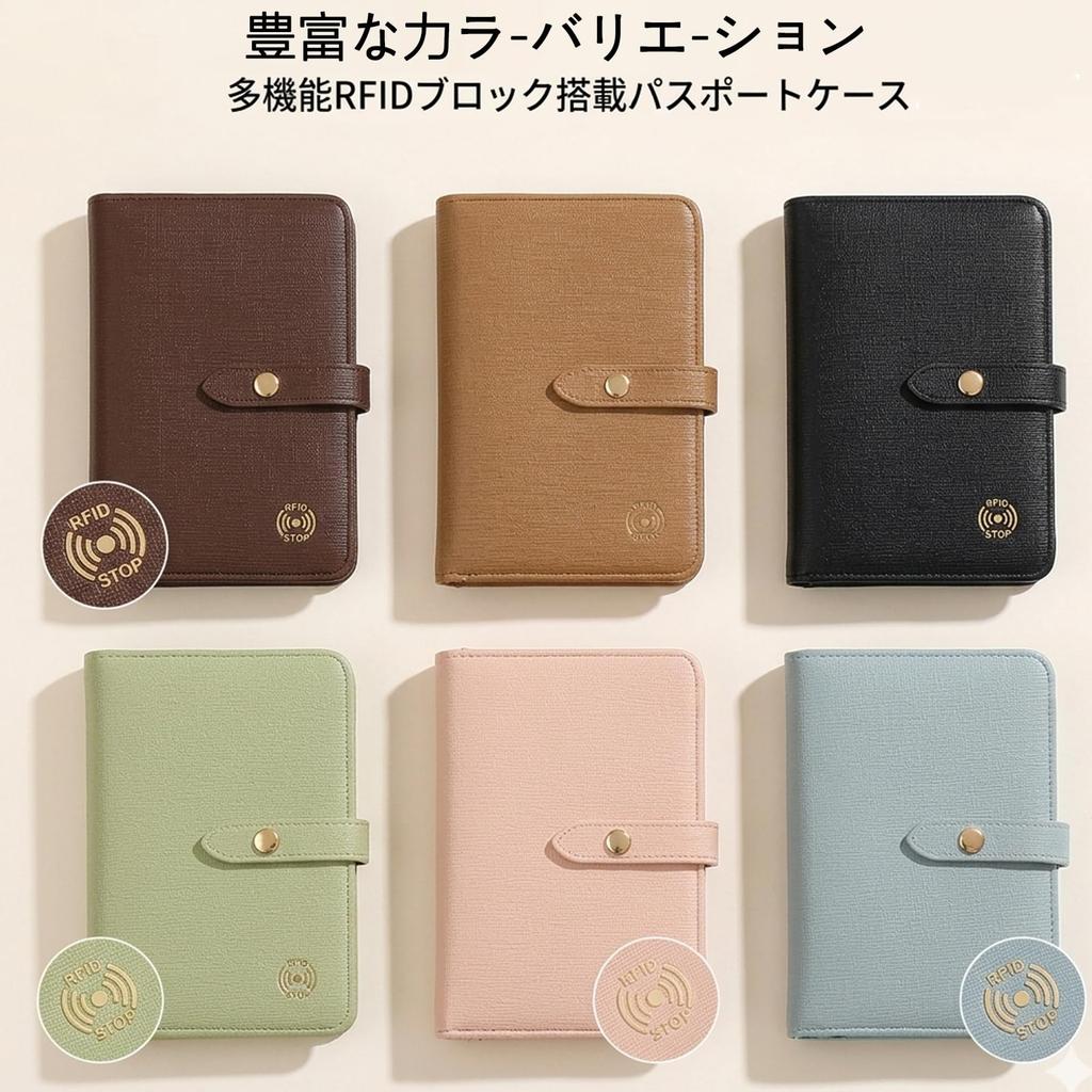 Slim Passport Integrated Snap Premium PU Passport Pen Holds 2 Passports and 4 Card Multifunctional Storage Travel Airline Ticket Business Trip Khaki