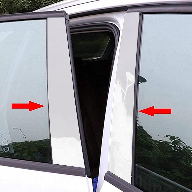 6pcs/set Car B Pillar Trim Stickers Silvery Window Column Post Decorative Cover Protective Film For Toyota Camry XV30 / Daihatsu Altis 2002-2006