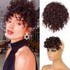 2PCS Synthetic Short Clip In Curly Bangs And Loose Short Wavy Curly Drawstring Ponytail For Women Daily Wear