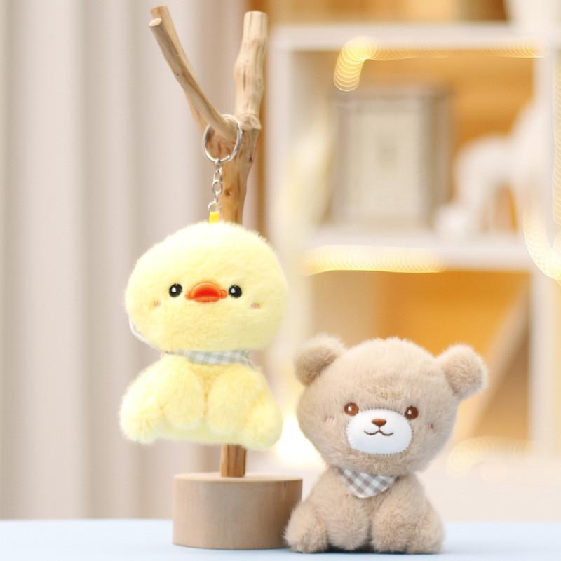 Bear Rabbit Duck Keychain Cute Cartoon Girl Backpack Hanging Plush Doll Gift