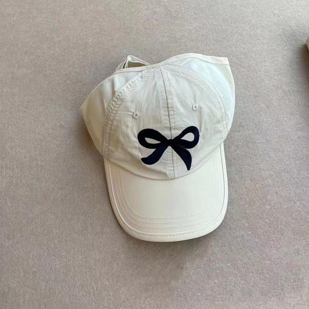Summer Kids Quick-dry Baseball Caps Girls Bow Embroidery Semi-hollow Top Sun Hat Korean Fashion Sports Adjustable Sunscreen Cap