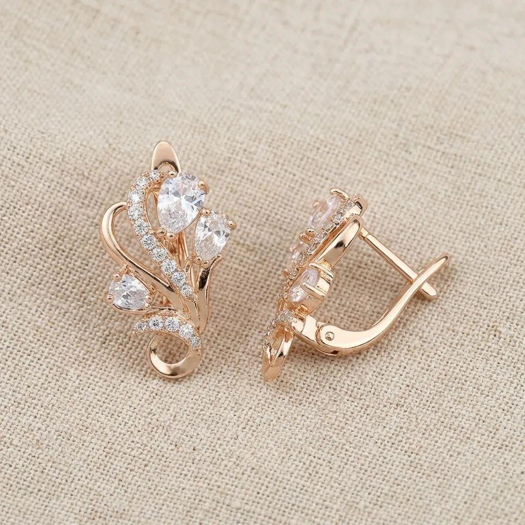 Stylish Water Drop Zircon Earrings With Geometric Design For Women
