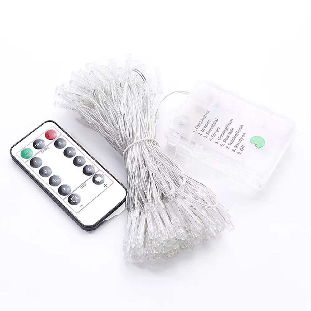 10m Waterproof LED String Lights - 100 LEDs, 8 Functions, Remote Controlled for Outdoor, Weddings, Festivals, and Christmas Tree Decorations