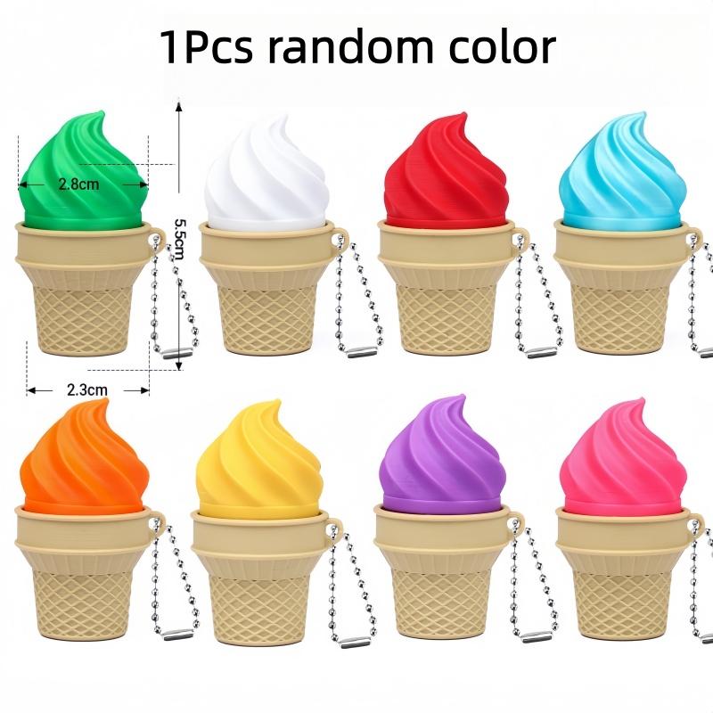 Ice Cream Clicker Fidget Toy Keychain with Mechanical Switch Sensory Backpack Charm Stress Relief Gift Satisfying Click Sound
