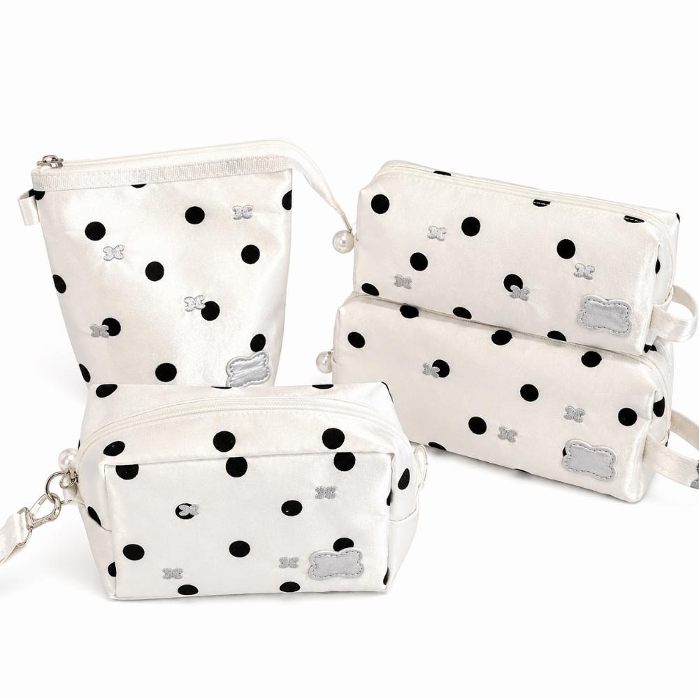 Large Capacity Makeup Bag Polka Dot Print Pencil Case Korean Style Jewelry Pouch  Gift