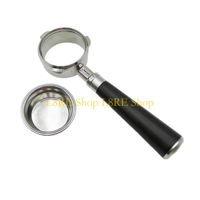 L8RE Bottomless 58mm Coffee Portafilter with Wooden Handle Espresso Machine Accessory