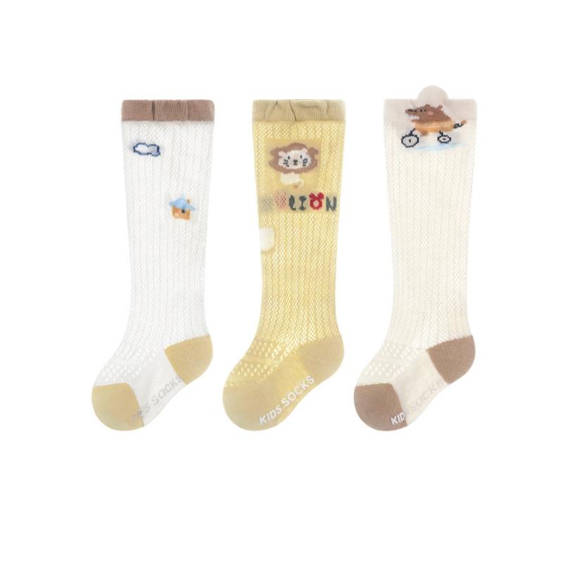 3Pairs/set Mesh Socks For Babies Casual Children's Cotton Loose Over Knee High Socks Non-slip Summer Cartoon Print Sock
