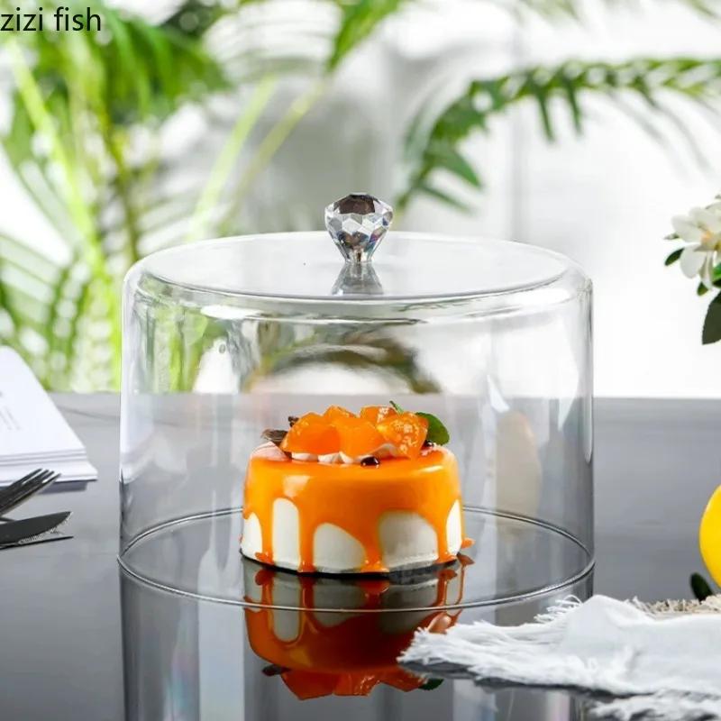 Cake Stand Wooden Pallets Acrylic Cake Lid Transparent Dust Cover Cake Pan Display Stand Dim Sum Dish Snack Tray Fruit Plate