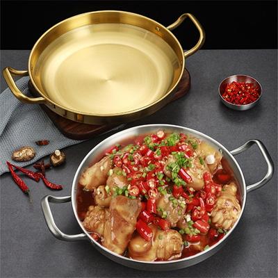 Stainless Steel Seafood Rice Pot Home Cooking Pan Picnic Snack Plates Cookware Saucepan Dry Pots with Handle for Kitchen