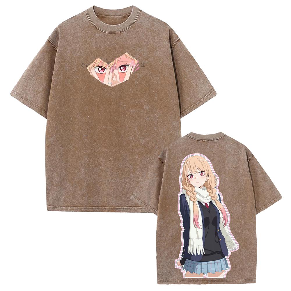 Harajuku Anime My Dress-Up Darling T-shirt Marin Fashion Washed T Shirt Men Women Clothing Summer Short Sleeve Cotton Tees Tops