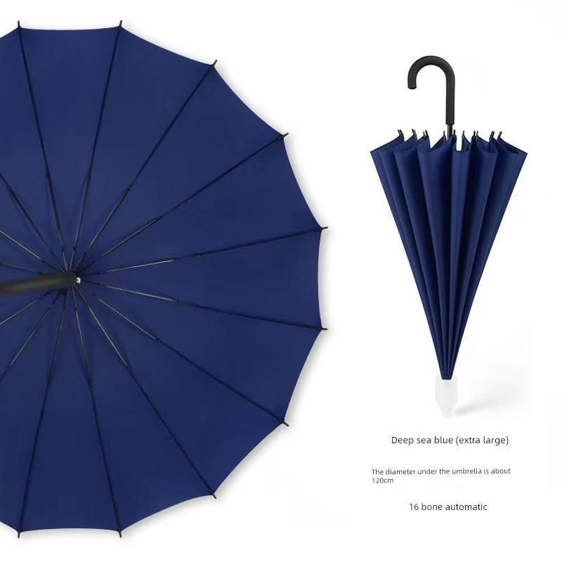 24-Rib Waterproof Umbrella, Double-Sized Reinforced Long-Handle Umbrella for Men, Wind-Resistant, Extra-Large Three-Person Straight Umbrella