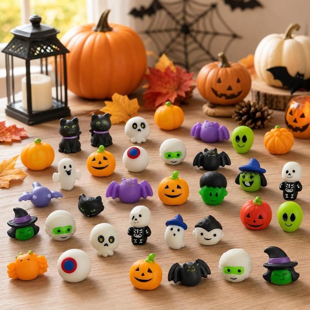 24/36Pcs/Set Mini Ghost Squishy Toy Random Realistic Pumpkin Pinch TPR Fidget Toy Set Party Favor