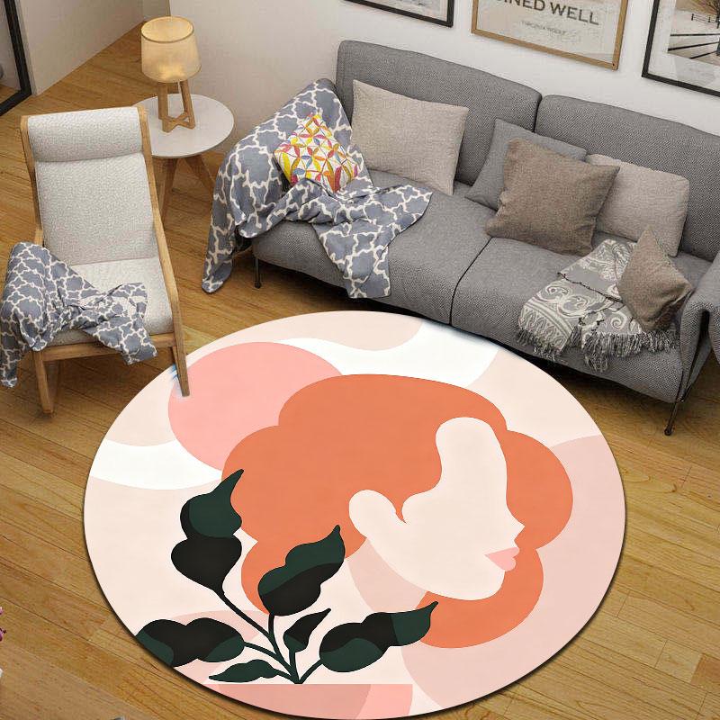 Retro Round Autumn Multicolor Rug Mat, Non-Slip Floor Mat for Bathroom