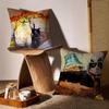 Mischievous Cat Cushion Cover Anti-dustmite Pillowcase Invisible Zipper Silky Short Plush Sofa Cushion Cover