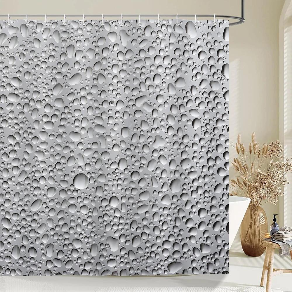 Gray Gradient Art Water Droplets Shower Curtain Print Modern Nordic Minimalist Polyster Home Decor Bathroom Curtain With Hooks