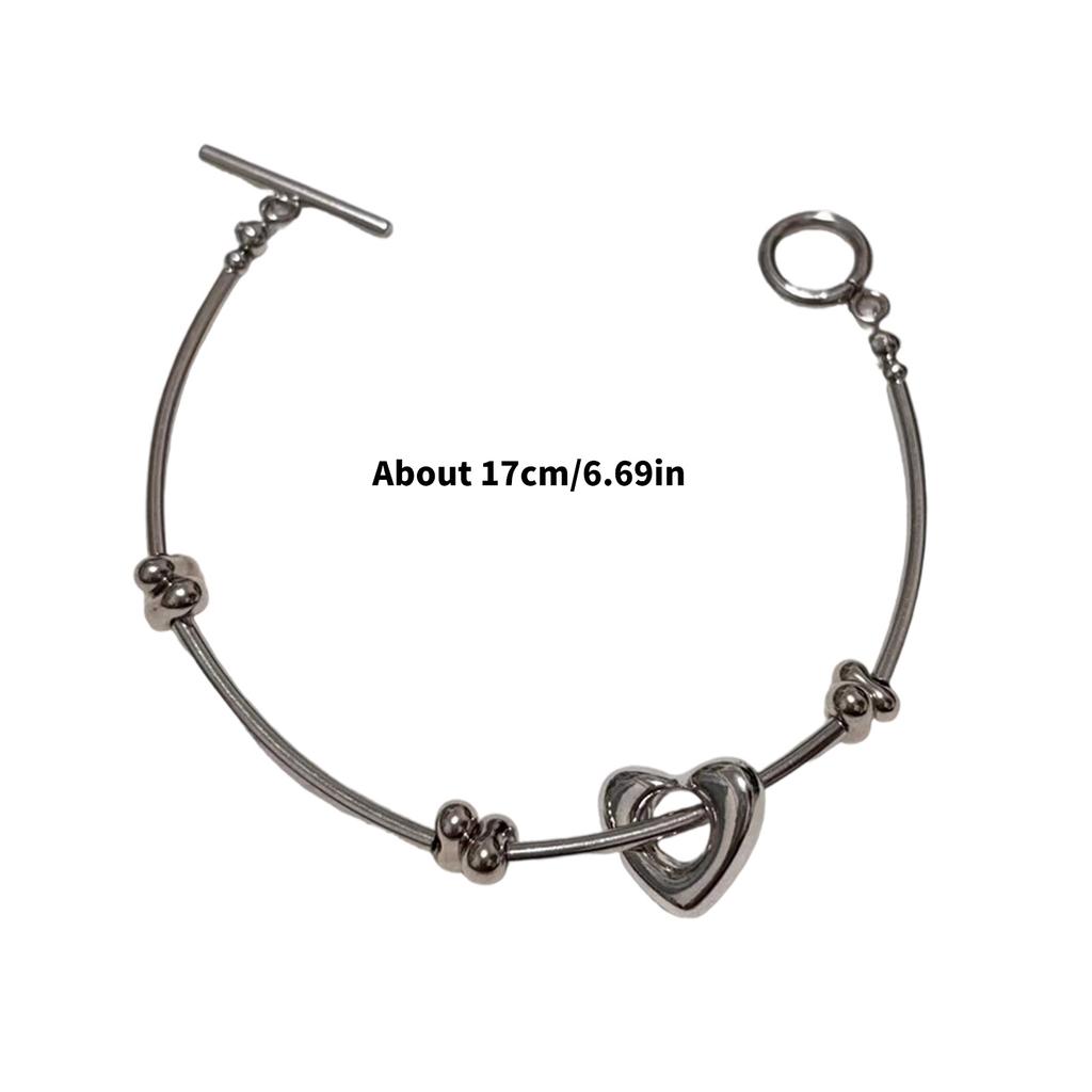 Adjustable Love Beaded Bracelet With Alloy Heart Charm And Eco Friendly Resin Beads For Women Girls Jewelry Gift