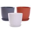 European Style Thickened Resin Flower Pot with Tray Simple Round Green Dipcorn Planting Pot