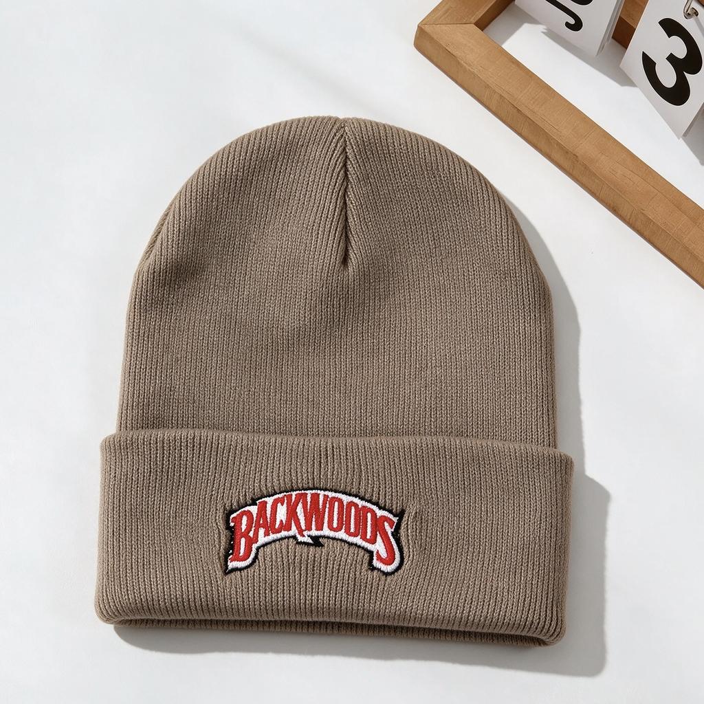 Autumn and Winter Embroidery Pullover Hat Alphabet Knitted Hat Backwoods Couple Warm Cold Hat American Versatile Wool Hat