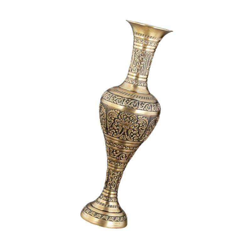 Embossed Antique Tall Metal Vases Flower Arrangements Container for Living Space Artistic Homes Centerpieces Decors