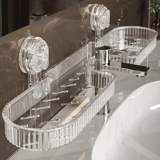 Kitchen Sink Faucet Organizer Suction Cup Sponge Holder Large Capacity Easy to Install Multi-Purpose Organizer Drain Rack