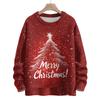 Ladies' Fashionable Casual Long Sleeved Beautiful Christmas Tree Print Round Neck Yarn Knitting
