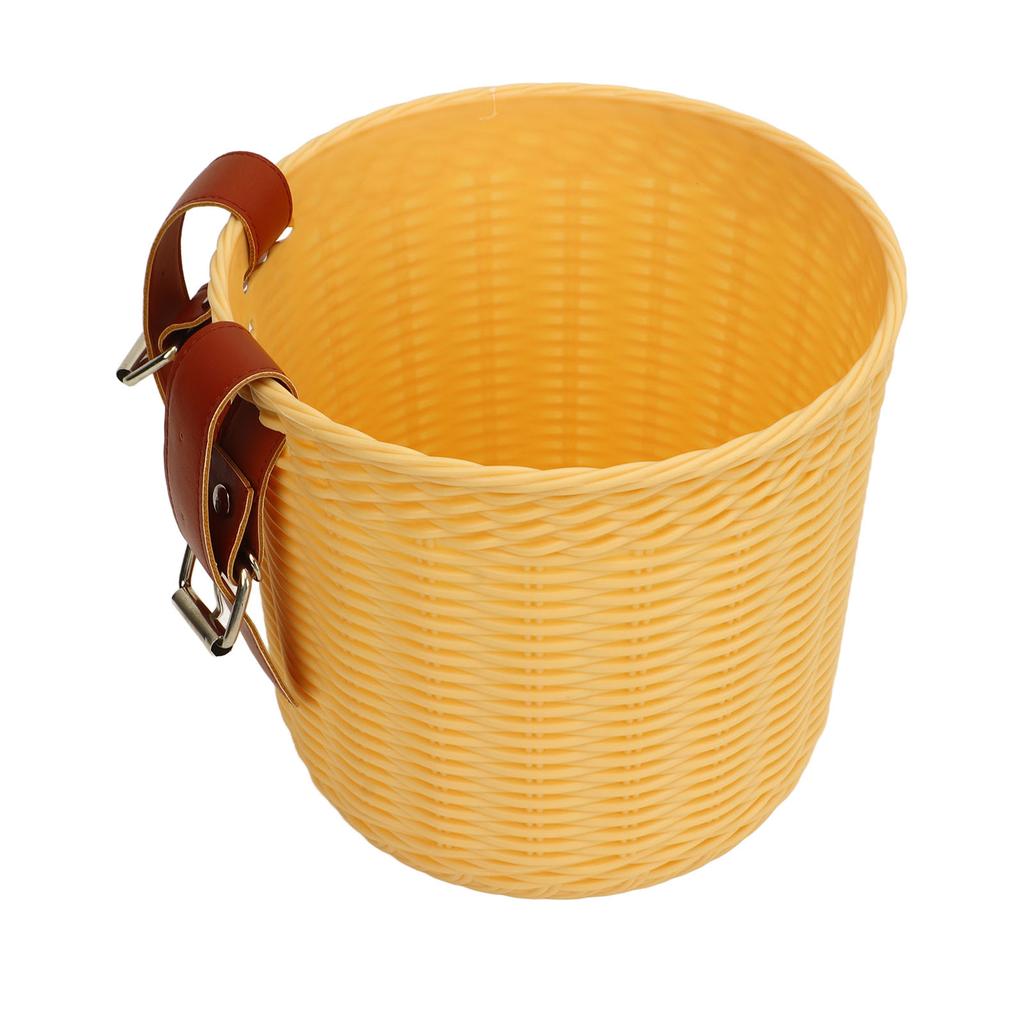 Lenkerkorb vorne Mehrzweck Simulation Rattan Runde Form Große Kapazität Fahrradkörbe Gelb
