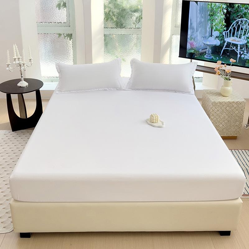 Four Seasons Skin-friendly Washed and Brushed Solid Color Pillowcase Protective Cover Double Fitted Sheet Taiwan Bed Bag